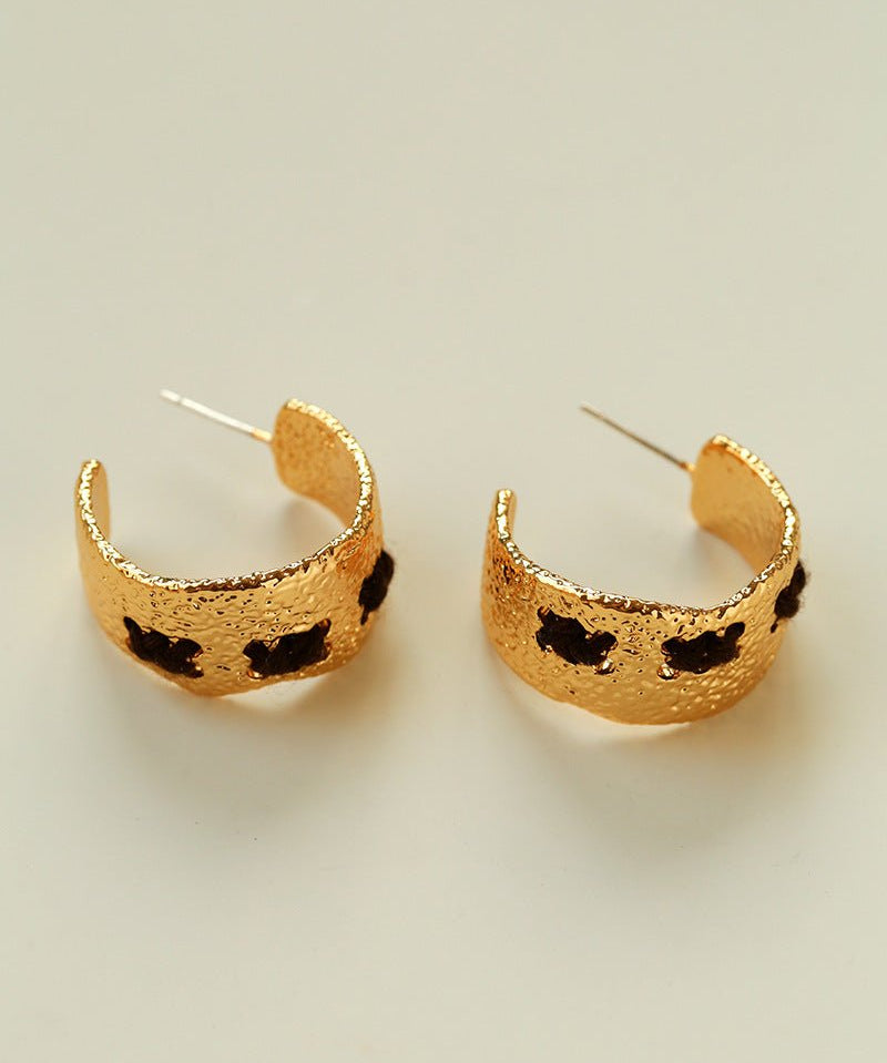 Vintage Color - Thread Wrapped C - Shaped Earrings - floysun