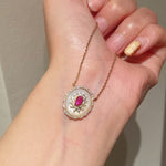 Vintage Court Ruby & Mother - of - Pearl Cabochon Necklace - floysun