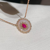 Vintage Court Ruby & Mother - of - Pearl Cabochon Necklace - floysun