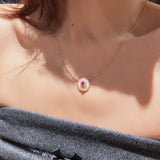 Vintage Court Ruby & Mother - of - Pearl Cabochon Necklace - floysun