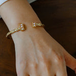 Vintage Crinkled Tin Foil Textured Pearl Open Cuff Bracelets - floysun