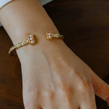 Vintage Crinkled Tin Foil Textured Pearl Open Cuff Bracelets - floysun