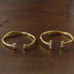 Vintage Crinkled Tin Foil Textured Pearl Open Cuff Bracelets - floysun