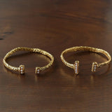 Vintage Crinkled Tin Foil Textured Pearl Open Cuff Bracelets - floysun