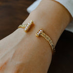 Vintage Crinkled Tin Foil Textured Pearl Open Cuff Bracelets - floysun