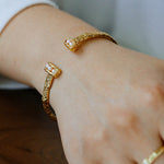 Vintage Crinkled Tin Foil Textured Pearl Open Cuff Bracelets - floysun