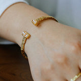 Vintage Crinkled Tin Foil Textured Pearl Open Cuff Bracelets - floysun