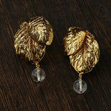 Vintage Crystal Leaf Drop Earrings - floysun