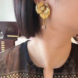 Vintage Crystal Leaf Drop Earrings - floysun