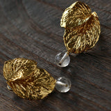 Vintage Crystal Leaf Drop Earrings - floysun