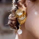 Vintage Crystal Leaf Drop Earrings - floysun
