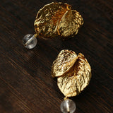Vintage Crystal Leaf Drop Earrings - floysun