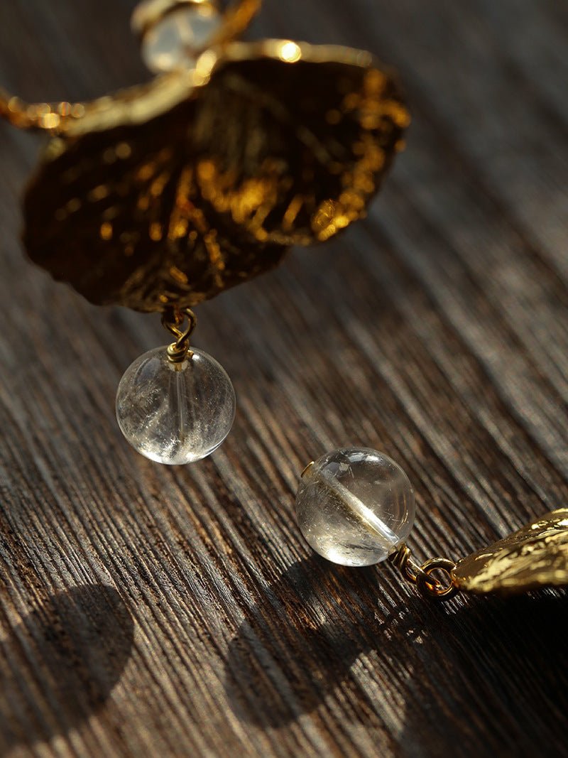 Vintage Crystal Leaf Drop Earrings - floysun