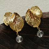 Vintage Crystal Leaf Drop Earrings - floysun