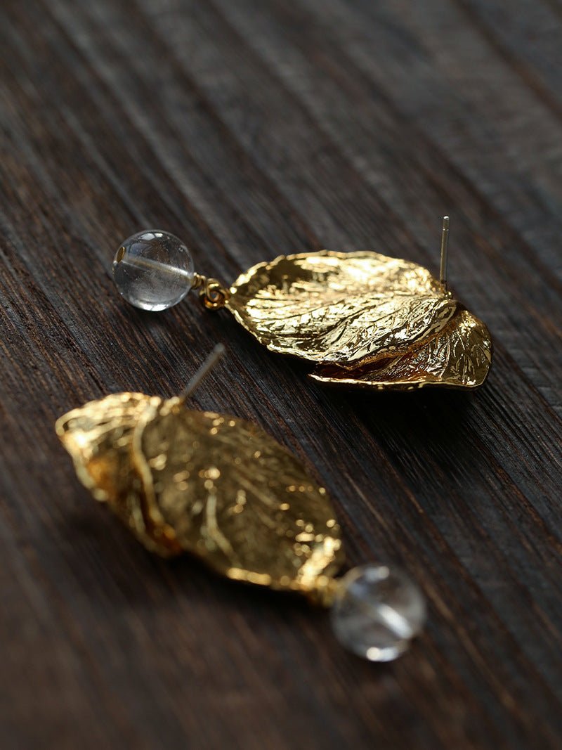 Vintage Crystal Leaf Drop Earrings - floysun
