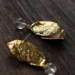 Vintage Crystal Leaf Drop Earrings - floysun