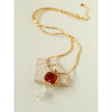 Vintage Crystal Teardrop & Agate Square Pendant Necklace - floysun