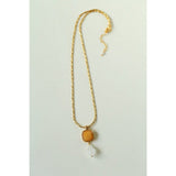 Vintage Crystal Teardrop & Agate Square Pendant Necklace - floysun