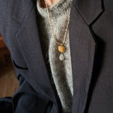 Vintage Crystal Teardrop & Agate Square Pendant Necklace - floysun