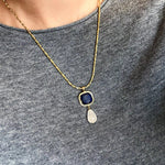 Vintage Crystal Teardrop & Agate Square Pendant Necklace - floysun