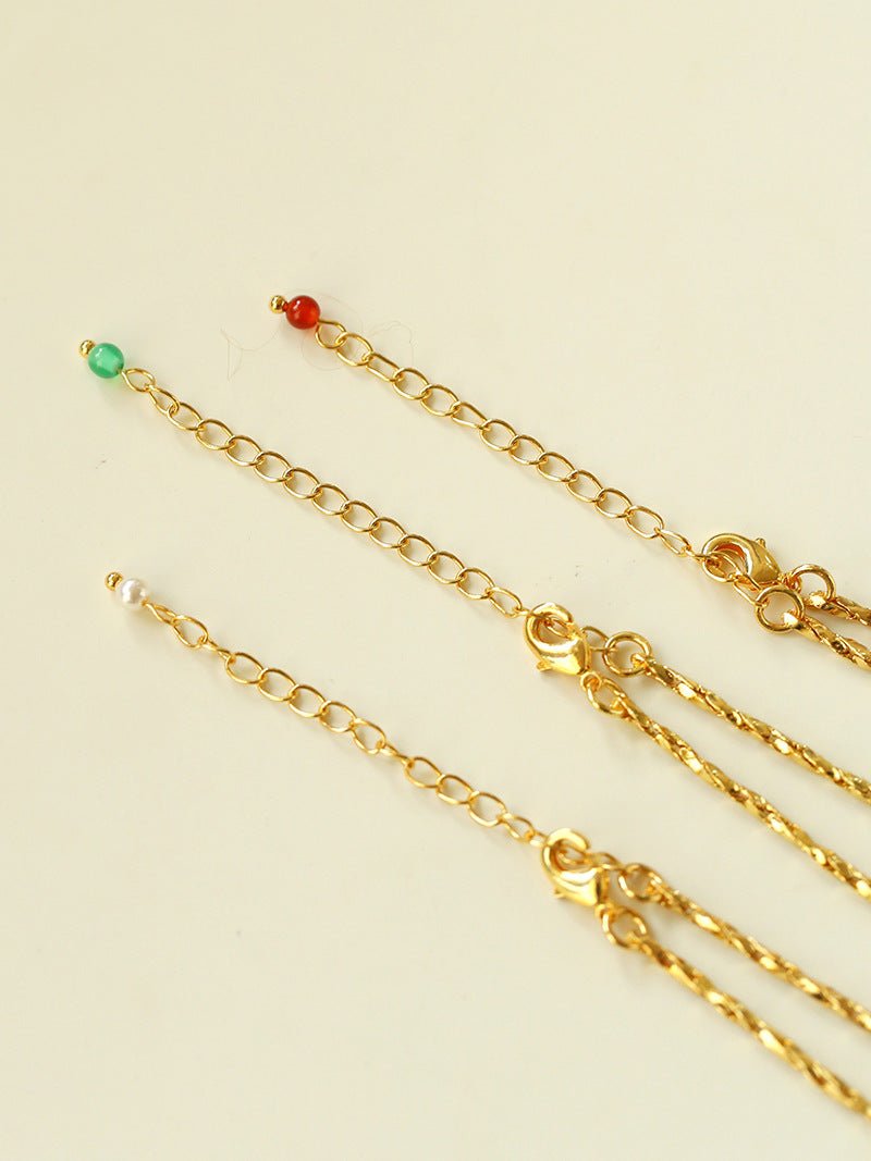 Vintage Crystal Teardrop & Agate Square Pendant Necklace - floysun