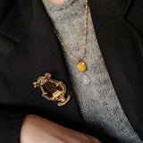 Vintage Crystal Teardrop & Agate Square Pendant Necklace - floysun