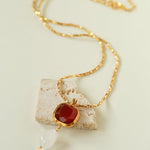 Vintage Crystal Teardrop & Agate Square Pendant Necklace - floysun