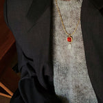 Vintage Crystal Teardrop & Agate Square Pendant Necklace - floysun