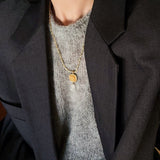 Vintage Crystal Teardrop & Agate Square Pendant Necklace - floysun