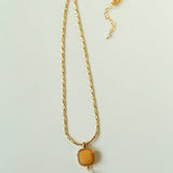 Vintage Crystal Teardrop & Agate Square Pendant Necklace - floysun