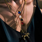 Vintage Crystal Teardrop & Agate Square Pendant Necklace - floysun