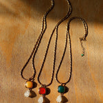 Vintage Crystal Teardrop & Agate Square Pendant Necklace - floysun