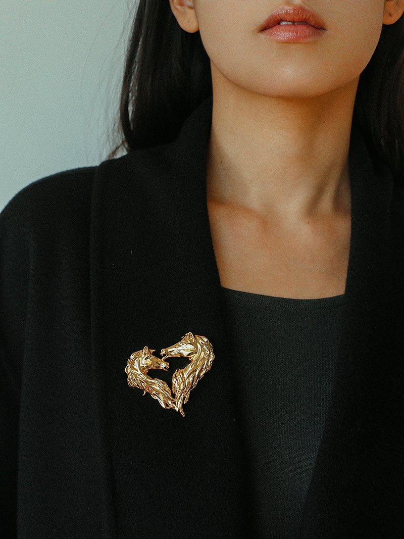 Vintage Double - Horse Heart Brooch - floysun