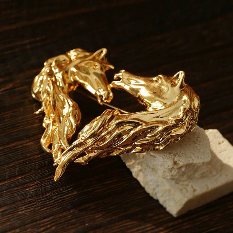 Vintage Double - Horse Heart Brooch - floysun