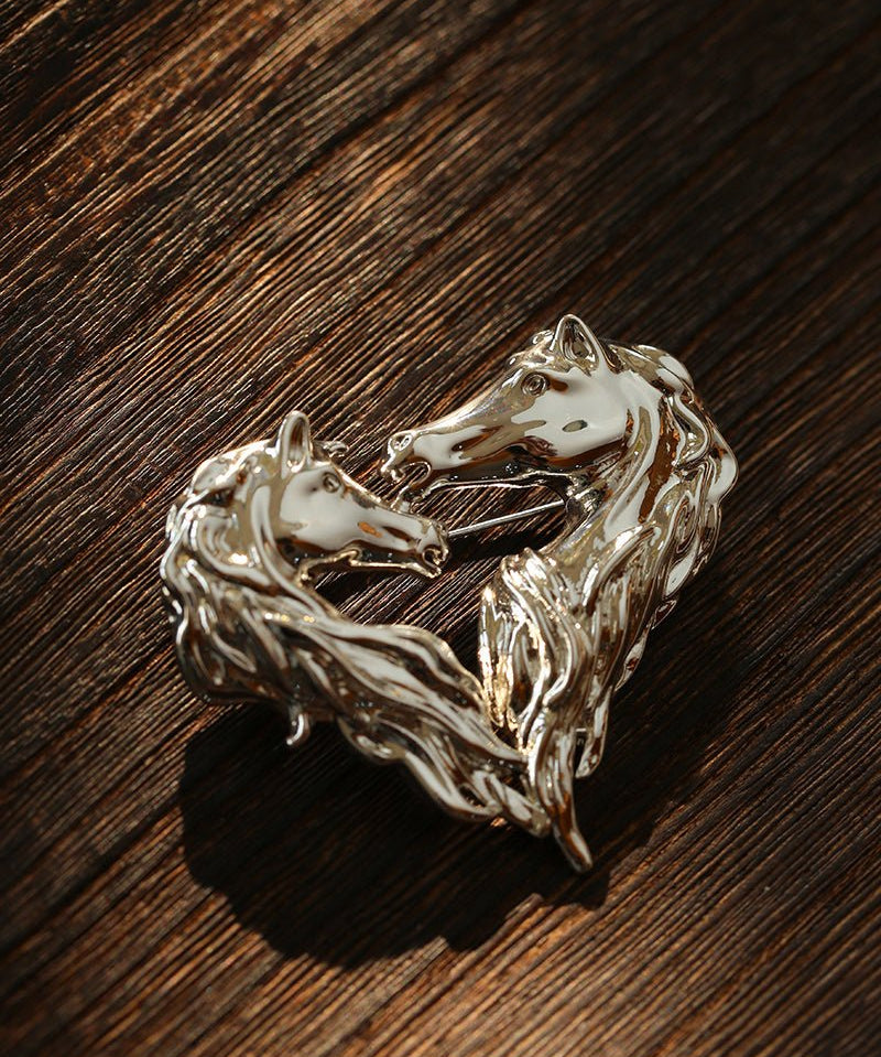 Vintage Double - Horse Heart Brooch - floysun
