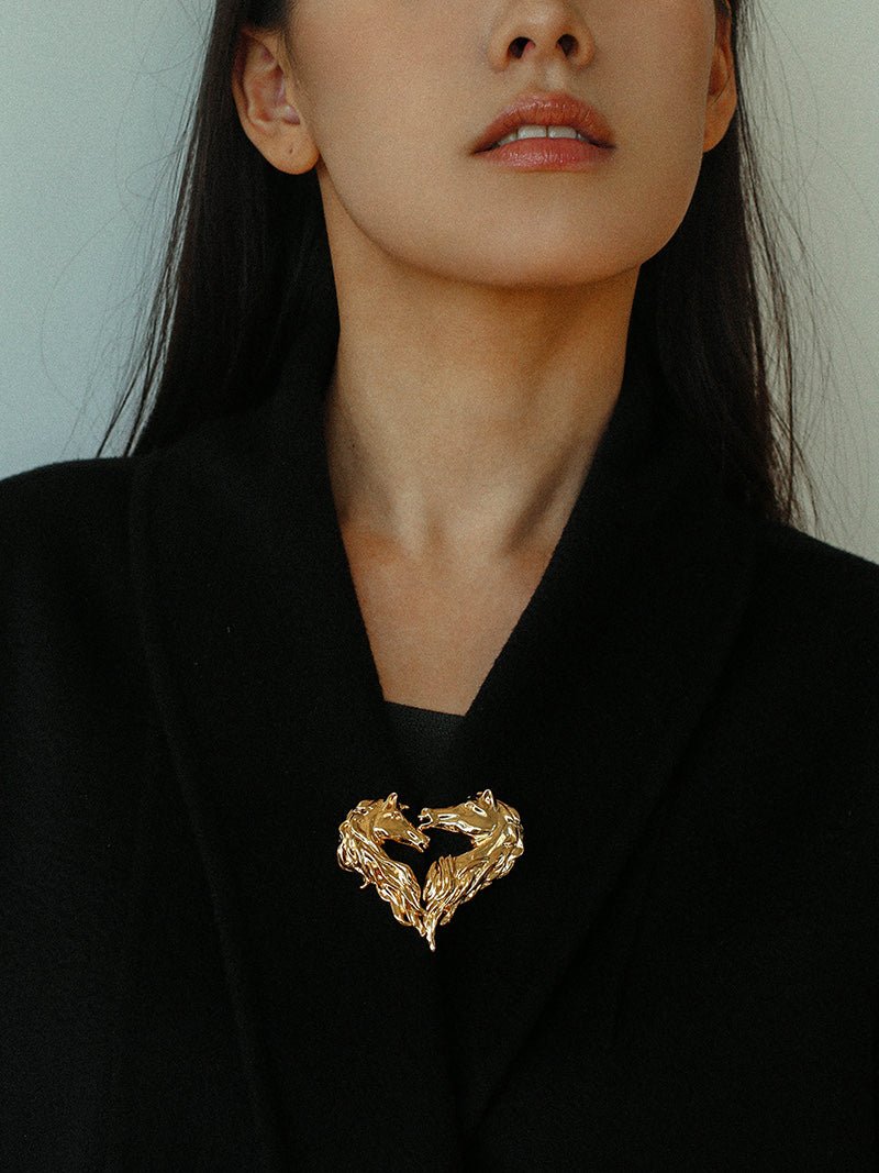 Vintage Double - Horse Heart Brooch - floysun