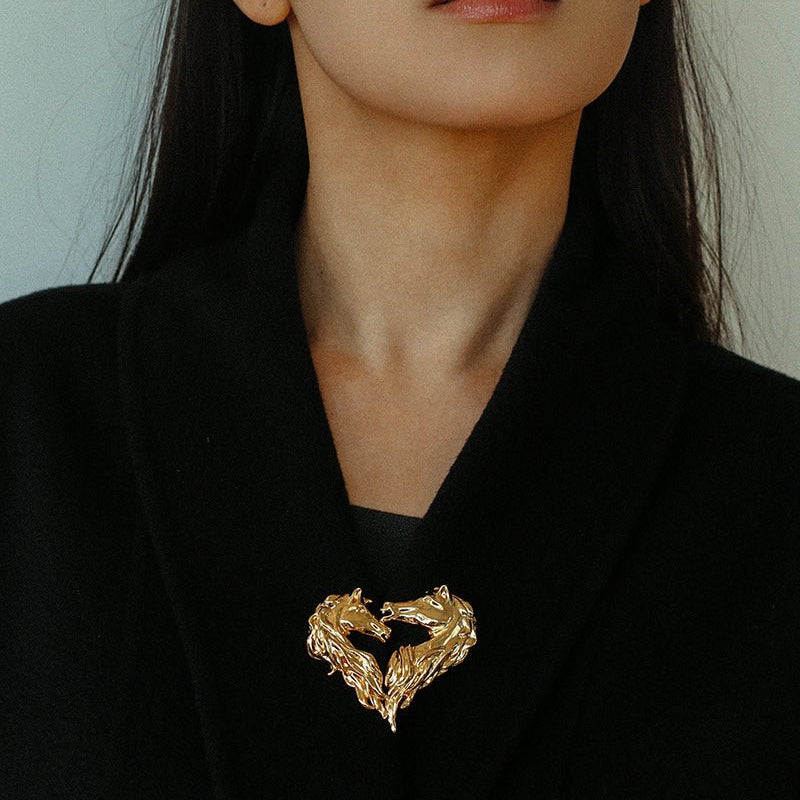 Vintage Double - Horse Heart Brooch - floysun