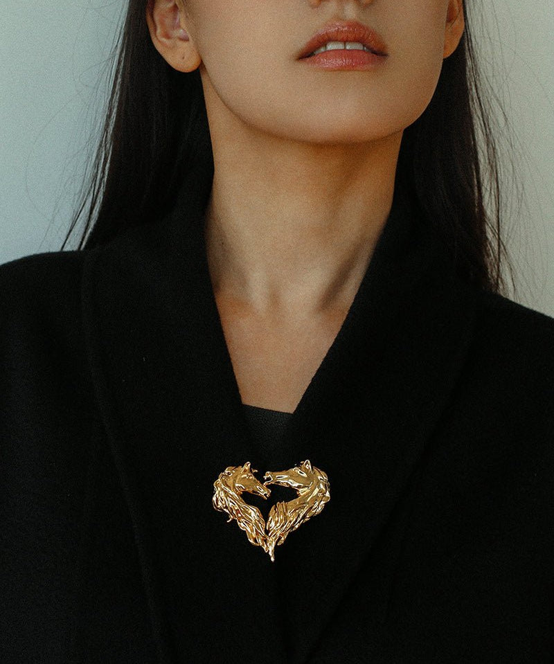 Vintage Double - Horse Heart Brooch - floysun