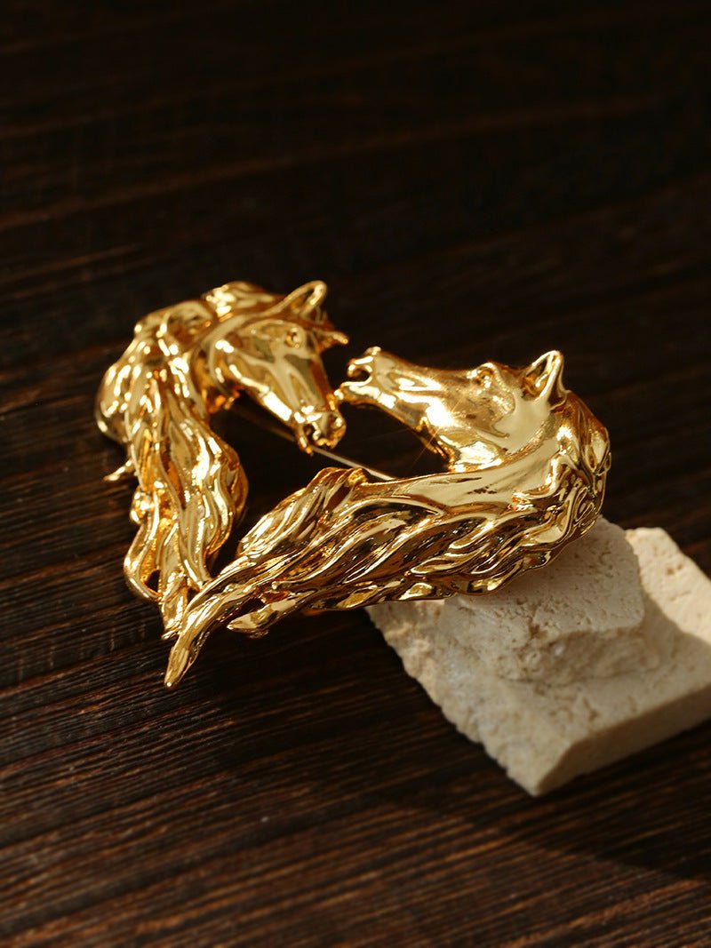 Vintage Double - Horse Heart Brooch - floysun