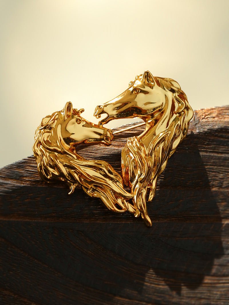 Vintage Double - Horse Heart Brooch - floysun