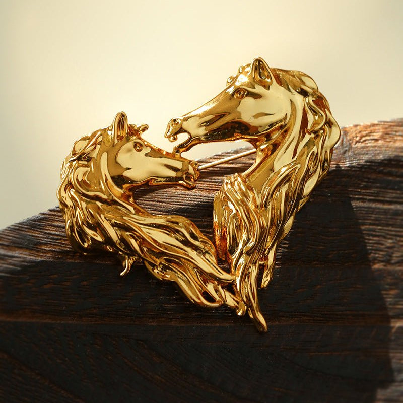 Vintage Double - Horse Heart Brooch - floysun