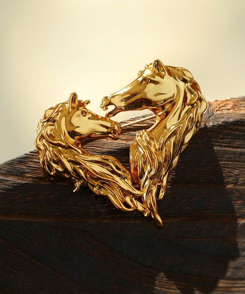 Vintage Double - Horse Heart Brooch - floysun
