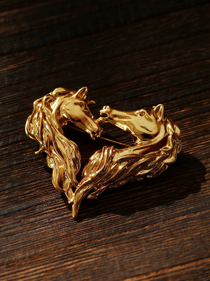 Vintage Double - Horse Heart Brooch - floysun