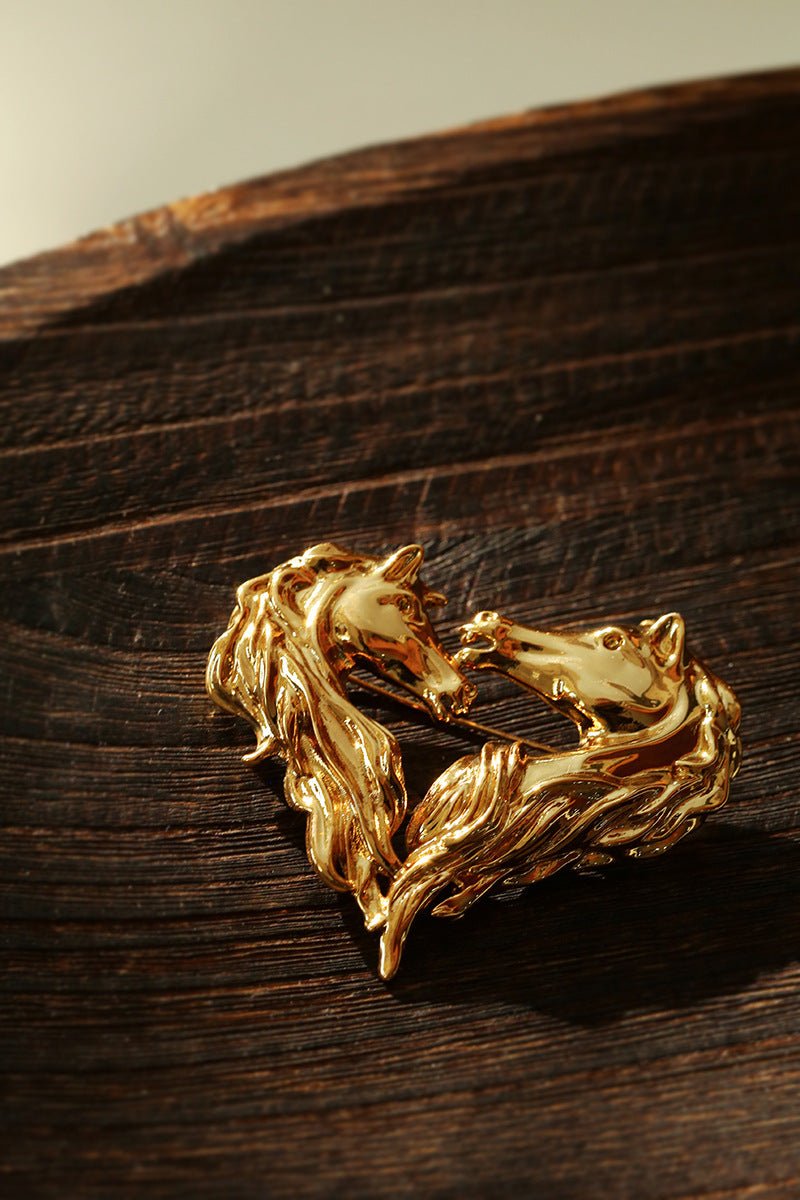 Vintage Double - Horse Heart Brooch - floysun