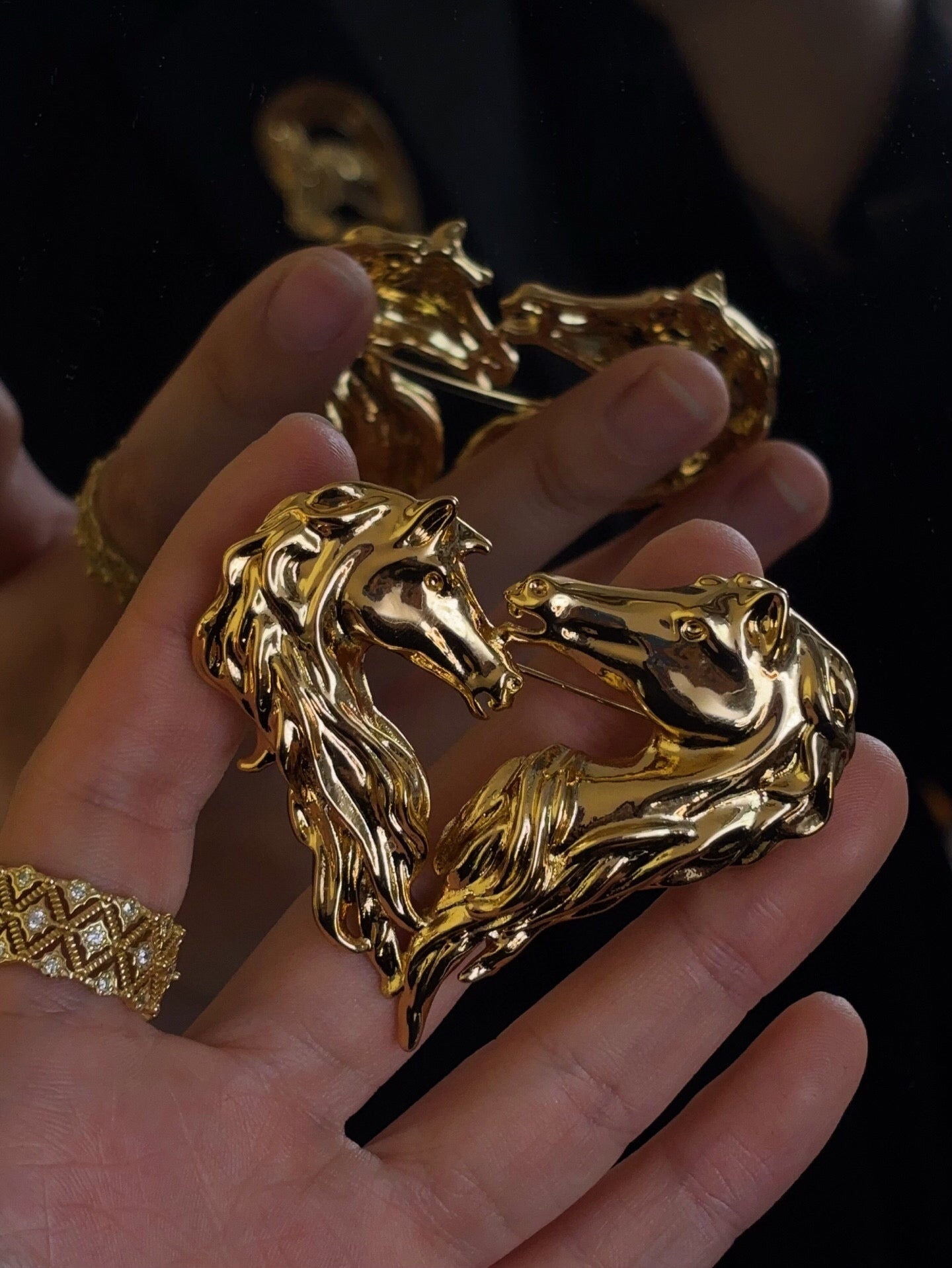 Vintage Double - Horse Heart Brooch - floysun