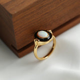 Vintage Elegant Enamel Opal Ring - floysun