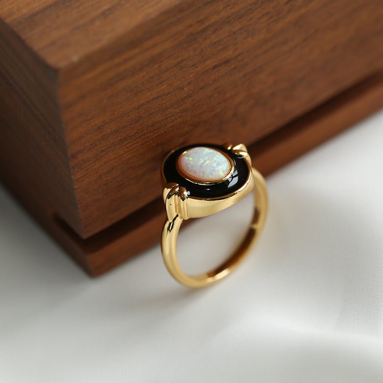 Vintage Elegant Enamel Opal Ring - floysun