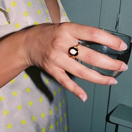Vintage Elegant Enamel Opal Ring - floysun