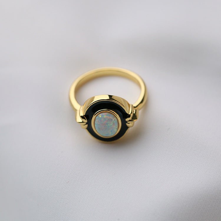 Vintage Elegant Enamel Opal Ring - floysun