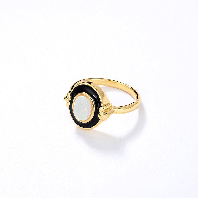 Vintage Elegant Enamel Opal Ring - floysun